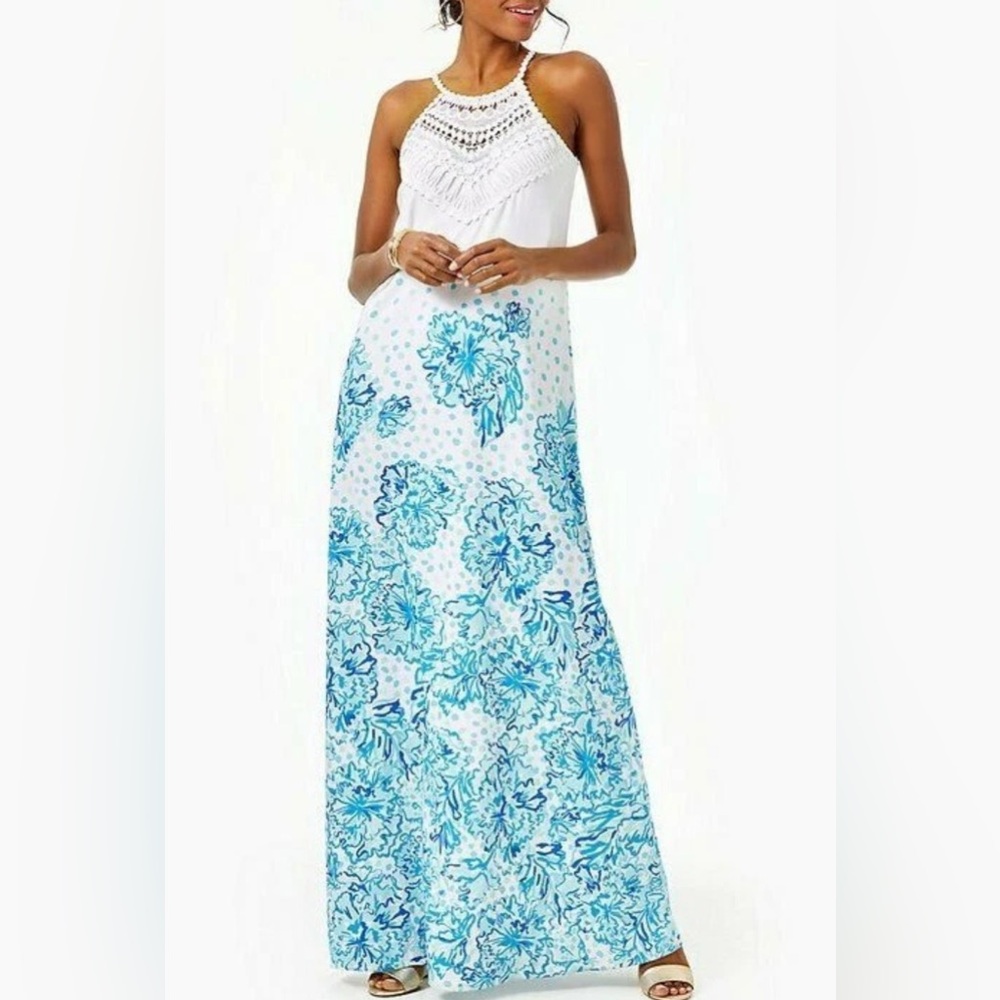 Lilly Pulitzer Pearl Soft Maxi Dress Resort Karma Camellia Size 10 $286 Retail - Picture 2 of 13